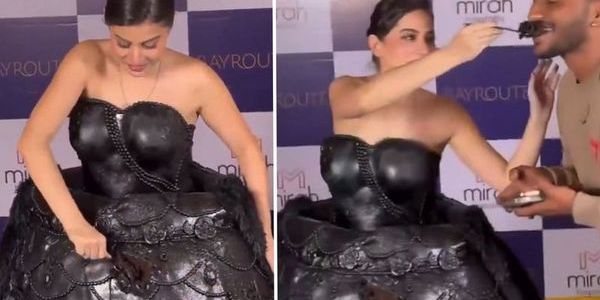 Bollywood Yıldızı Uorfi Javed Yenilebilir Pastadan Elbisesini Konuklara İkram Etti