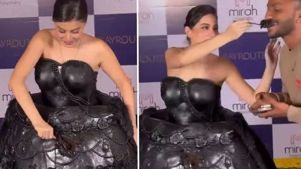 Bollywood Yıldızı Uorfi Javed Yenilebilir Pastadan Elbisesini Konuklara İkram Etti
