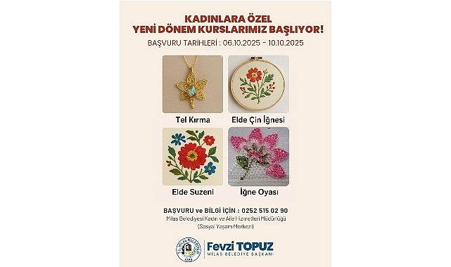 Milas Belediyesi'nin kursları için kayıtlar başlıyor
