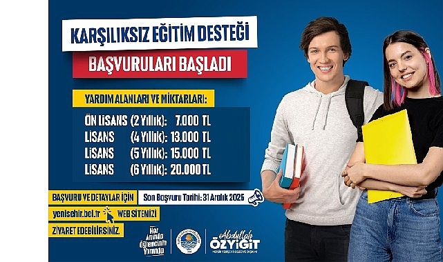 Yenişehir Belediyesi Karşılıksız Eğitim Desteği Başvurularını Başlattı