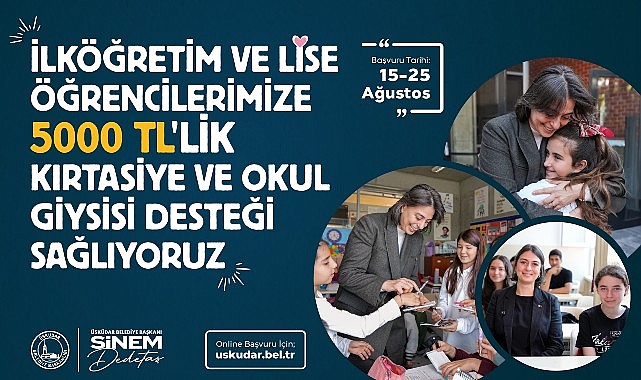 Üsküdar Belediyesi'nden öğrencilere 5 bin lira destek